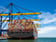 Container ship under gantry cranes