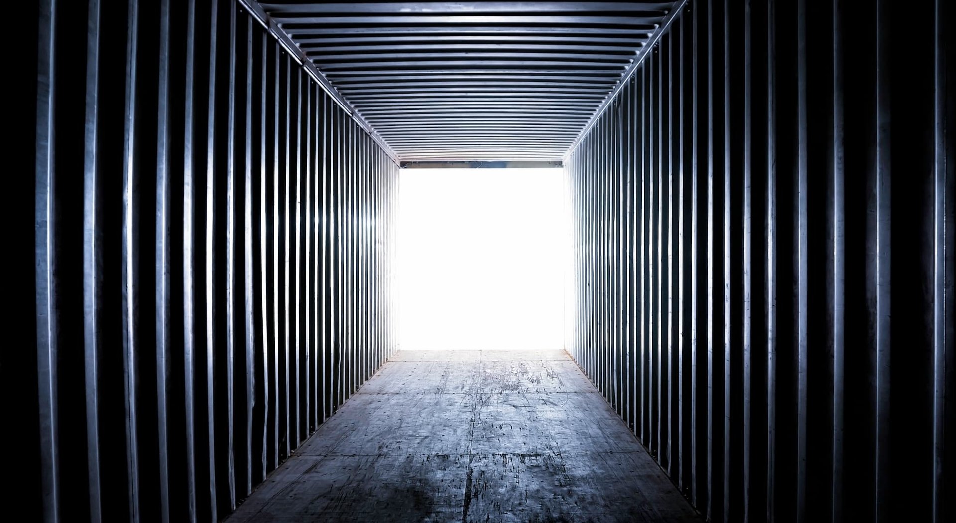 Interior of an empty shipping container
