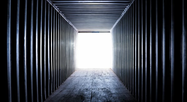 Interior of an empty shipping container