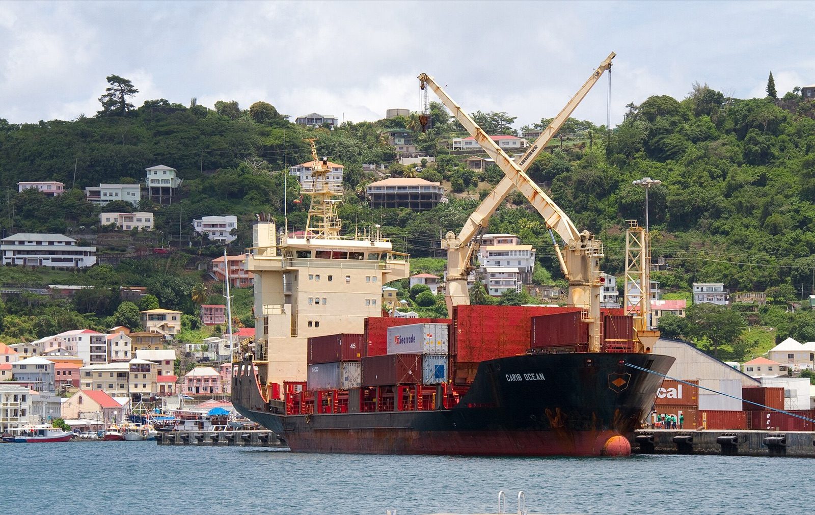 Container ship Carib Ocean berthed at the Port of St. George's, Grenada