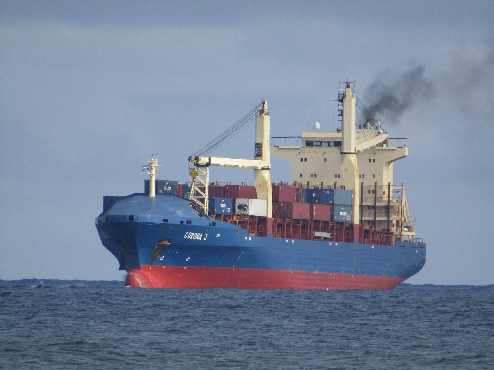 Container ship Corona J off Puerto Cortés, the main seaport of Honduras