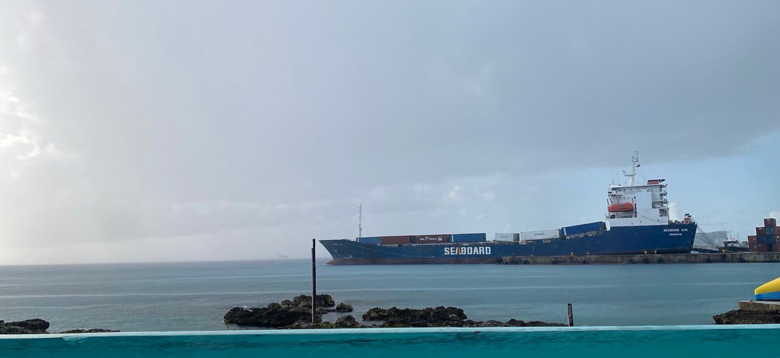 Seaboard Sun container ship berthed at the cargo port in George Town, Grand Cayman