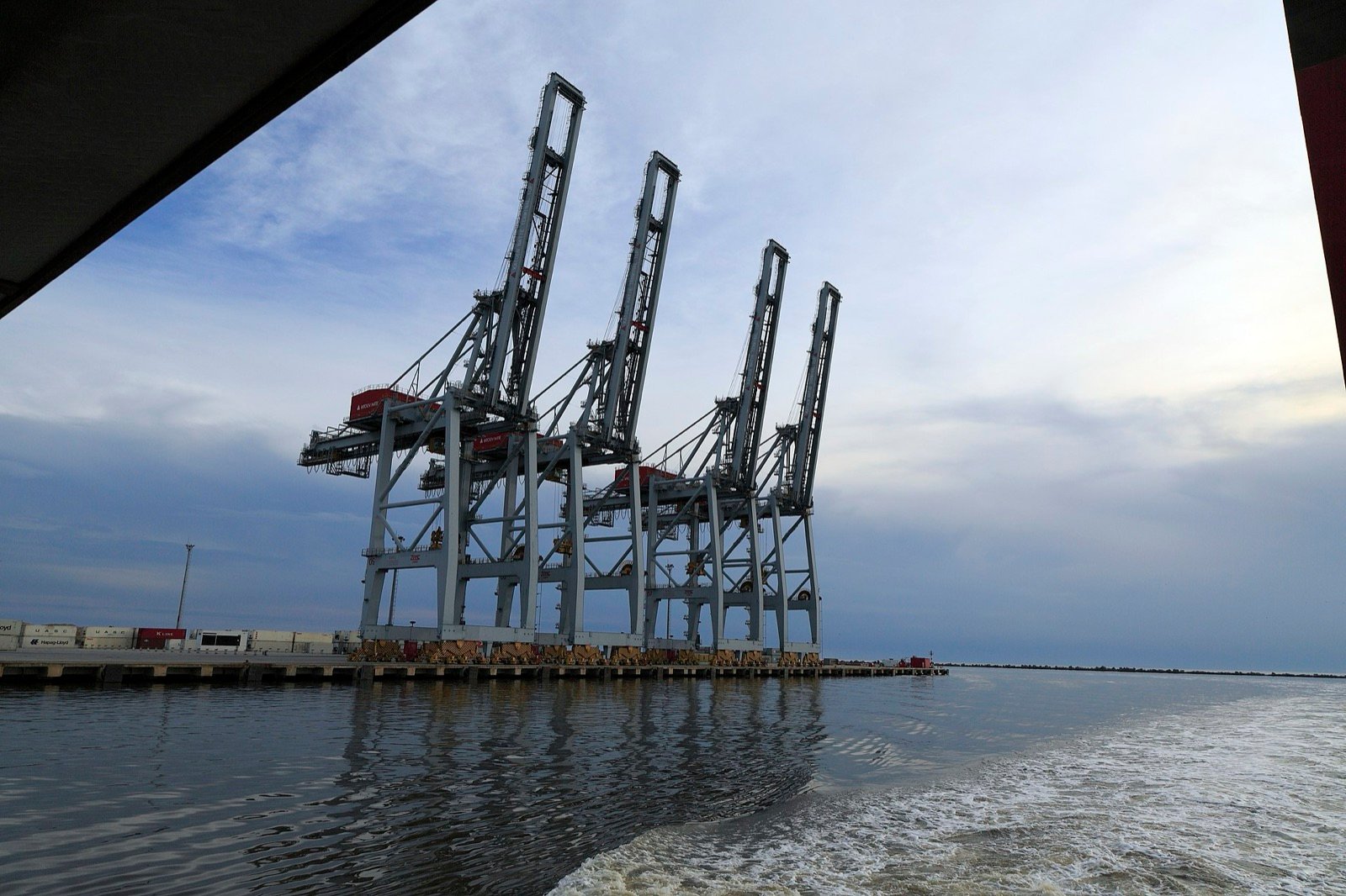Ship-to-shore container cranes at the Port of Montevideo, Uruguay