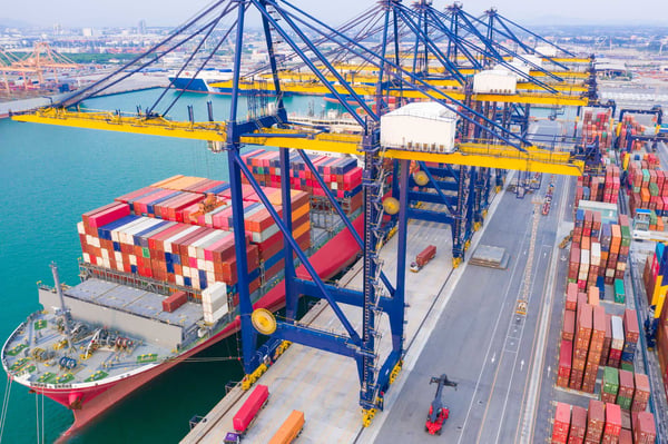 Container ships at an industrial port